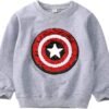 Niños Niñas Superhero Flip Lentejuelas Color Moda sudadera de manga larga Algodón (3-8 años)