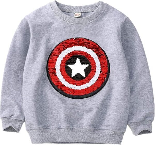 Niños Niñas Superhero Flip Lentejuelas Color Moda sudadera de manga larga Algodón (3-8 años)